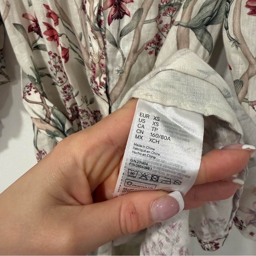 Johanna Ortiz x H&M White Orchid Floral Linen Shirt Dress XS - Picture 7 of 9